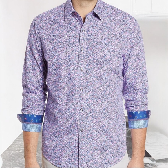 Robert Graham 'Precision' Mens Variegated Button Down Shirt - Picture 4 of 13